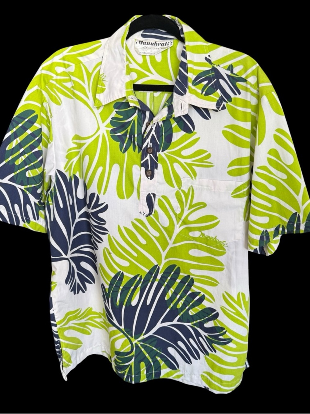 Vintage Manuhealii white tag men’s pullover shirt polyester cotton Large